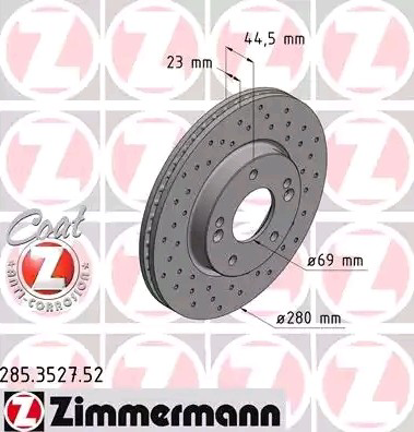 Диск переднього гальма Zimmermann 285352752 ціна, від 37.35 USD