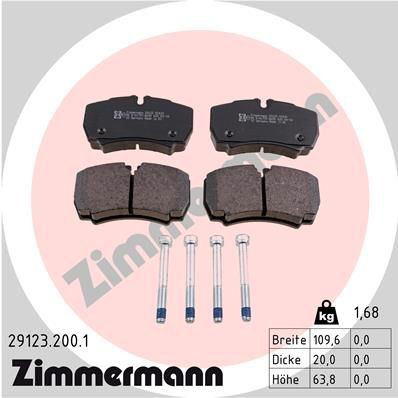 291232001 Zimmermann Колодки гальмівні задні, дискові