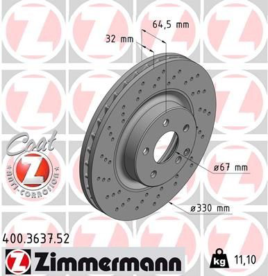 Диск переднього гальма Zimmermann 400363752 ціна, від 129.21 USD