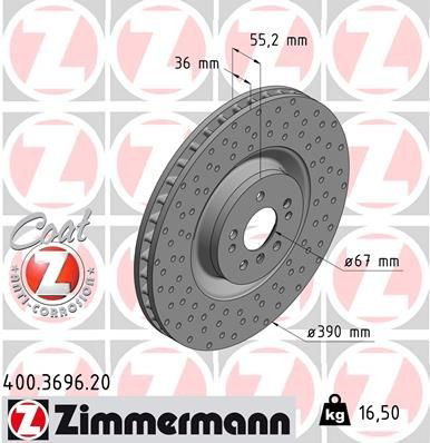 Диск переднього гальма Zimmermann 400369620 ціна, від 156.14 USD