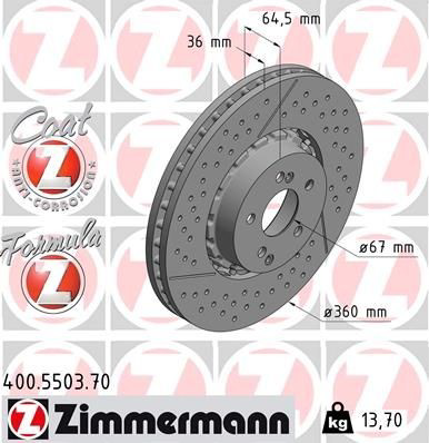 Диск переднього гальма Zimmermann 400550370 ціна, від 524.83 USD