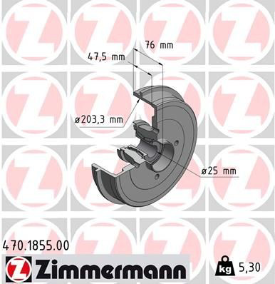 Барабан гальмівний задній Zimmermann 470185500 ціна, від 76.89 USD