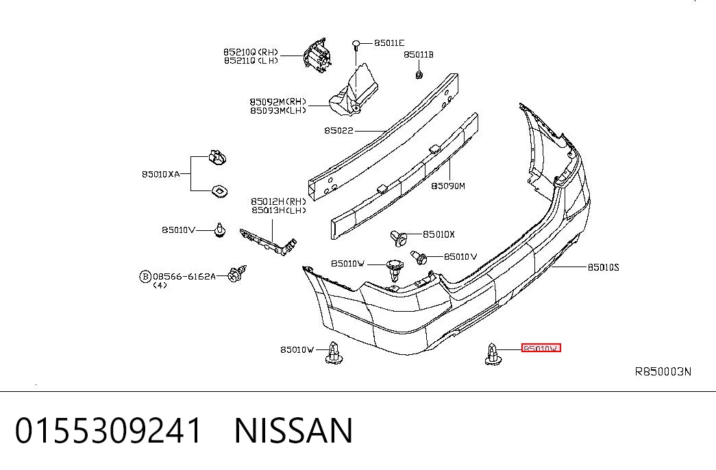 0155309241 Nissan/Infiniti Кліпса бампера переднього