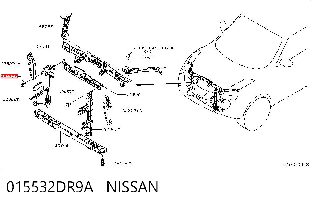 015532DR9A Nissan/Infiniti Пістон (кліп) кріплення підкрилки переднього крила