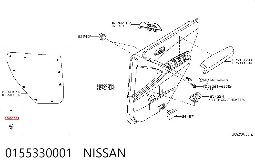 0155330001 Nissan/Infiniti Пістон (кліп) кріплення підкрилки переднього крила
