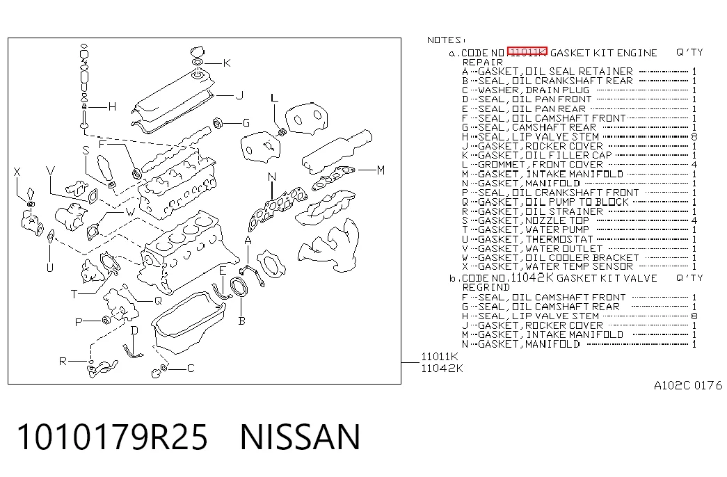 Комплект прокладок двигуна, повний Nissan Sunny III седан (N14) (1990 - 1995) ціна, від 84.75 USD