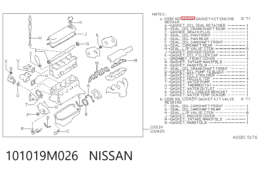 Купити Комплект прокладок Nissan Sunny III N14