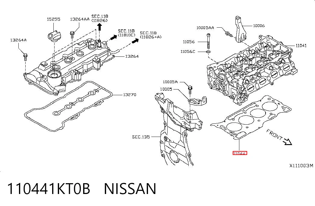 Прокладка під головку на Nissan Versa NOTE E12