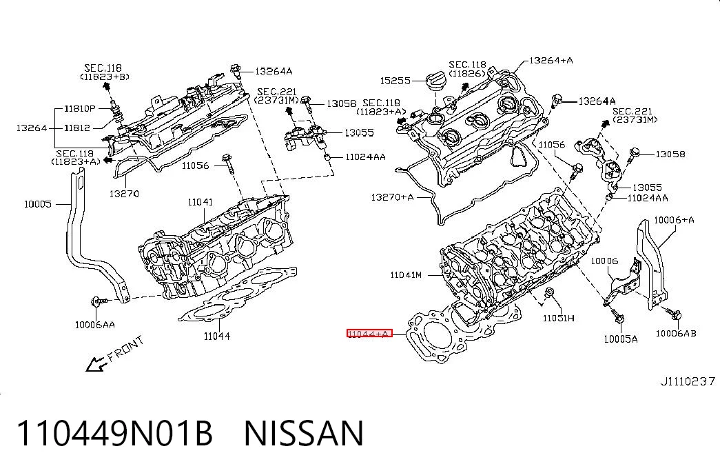 11044JA12B Renault (RVI) Прокладка головки блоку циліндрів (ГБЦ), ліва