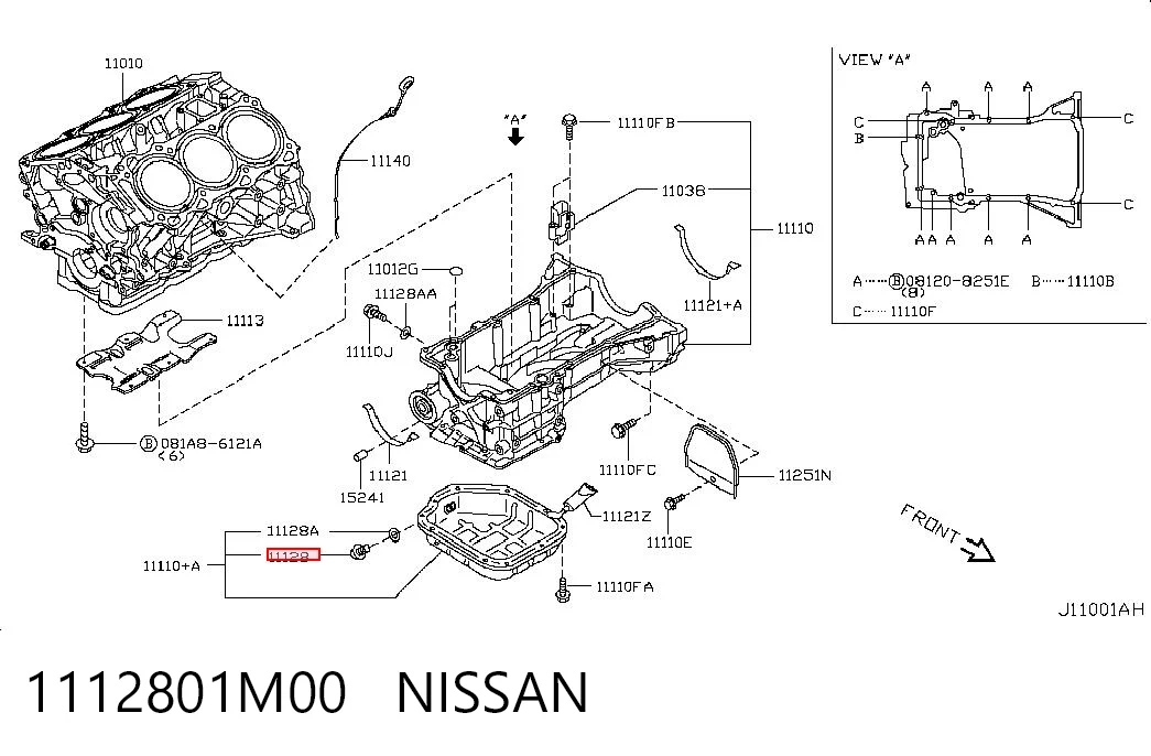1112801M00 Nissan/Infiniti Пробка піддона двигуна