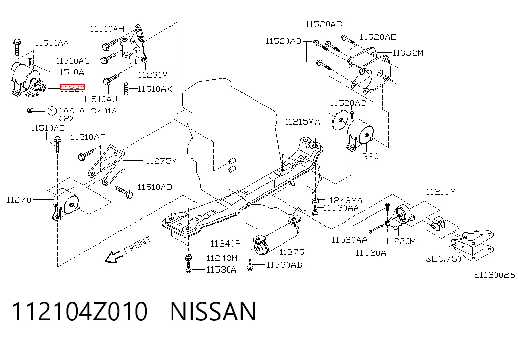 Купити Подушка (опора) двигуна, права Nissan Almera II N16
