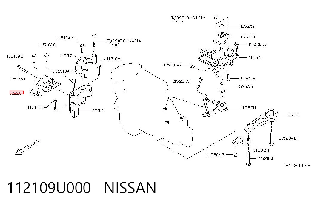 Подушка (опора) двигуна, передня Nissan Note мінівен (E11) (2006 - 2012) ціна, від 86.05 USD