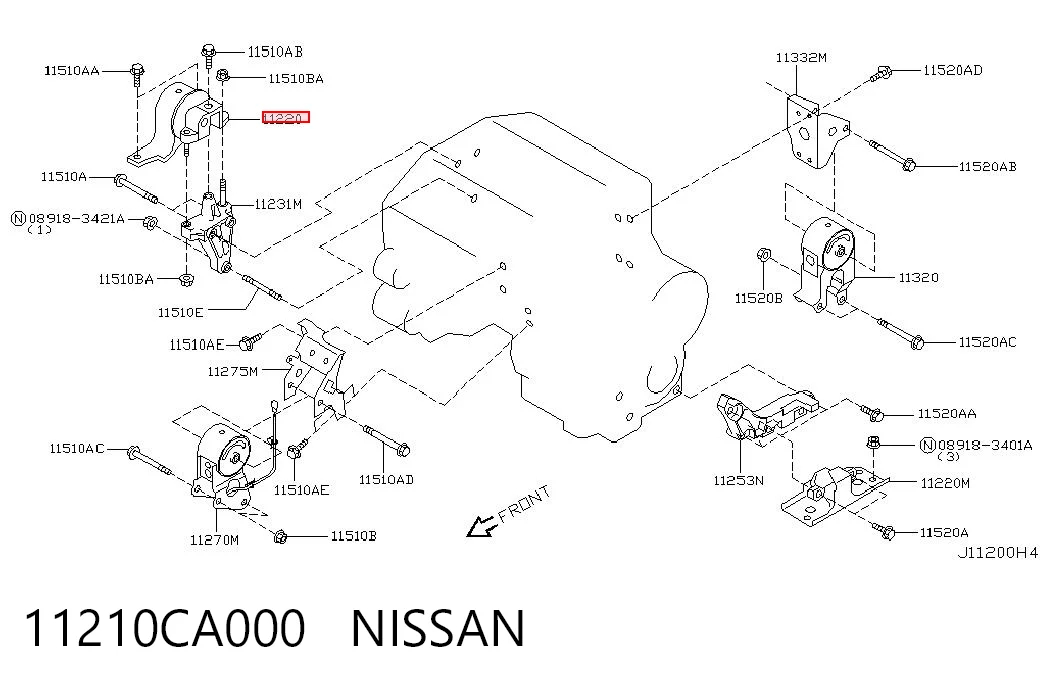 Права подушка мотора на Nissan Teana  J31