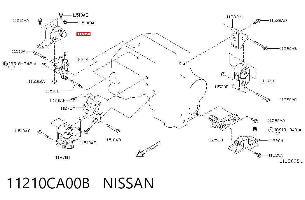  Подушка (опора) двигуна, права Nissan Teana 