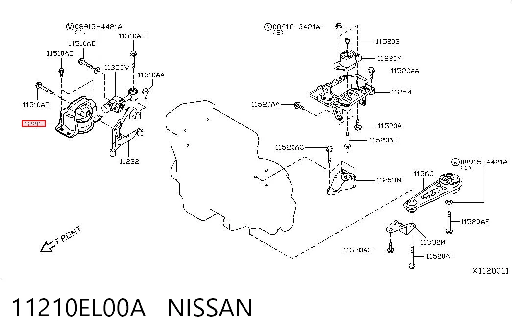  Подушка (опора) двигуна, права Nissan Tiida 