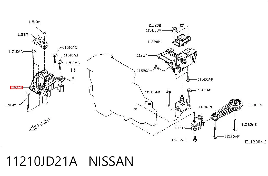 Подушка двигуна передня ST11210JD21A SAT