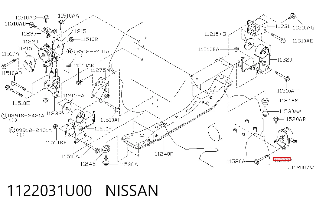1122031U00 Nissan/Infiniti Ліва опора двигуна