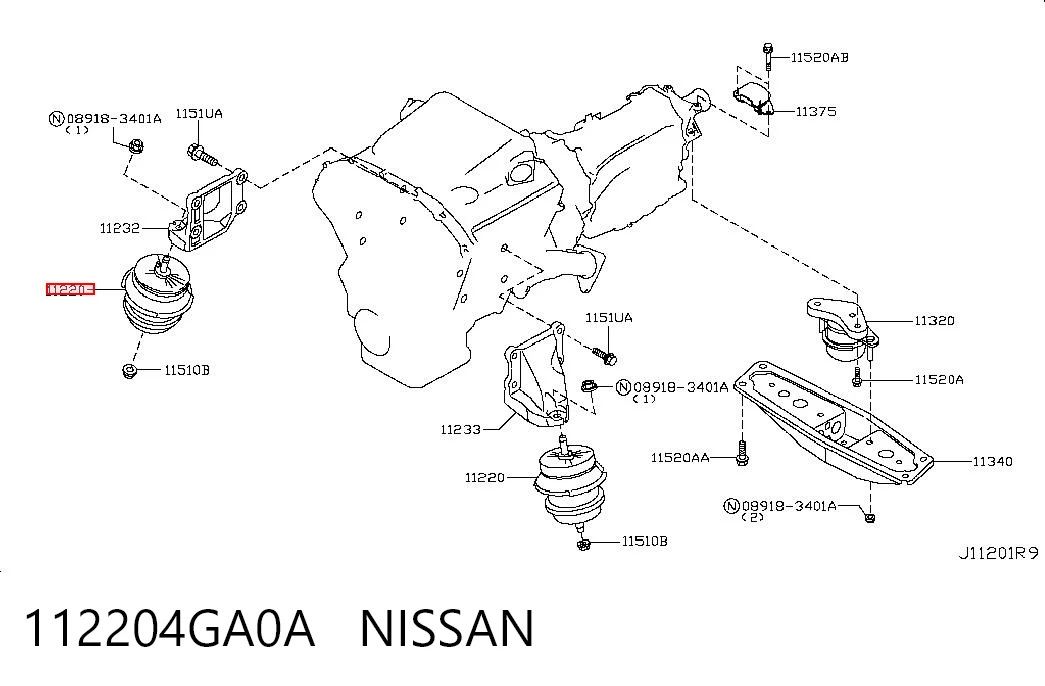112204GA0A Nissan/Infiniti Подушка (опора) двигуна, ліва/права