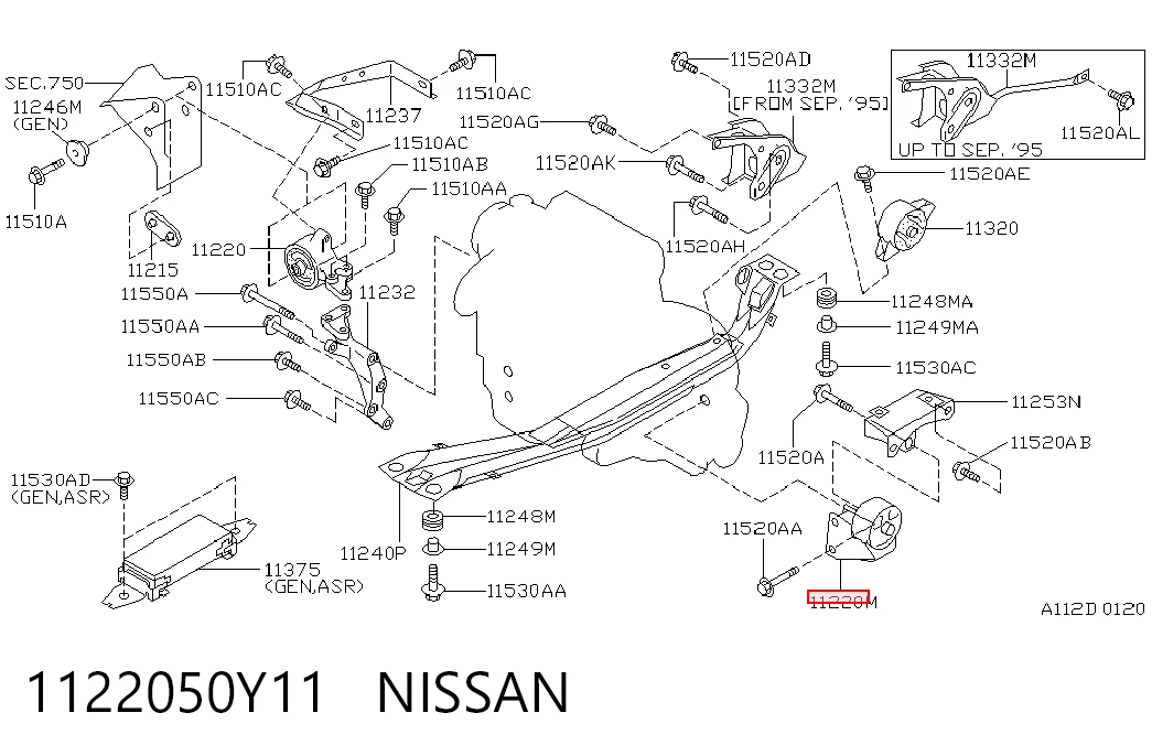 Ліва подушка двигуна Nissan Sunny III седан (N14) (1990 - 1995) ціна, від 14.97 USD
