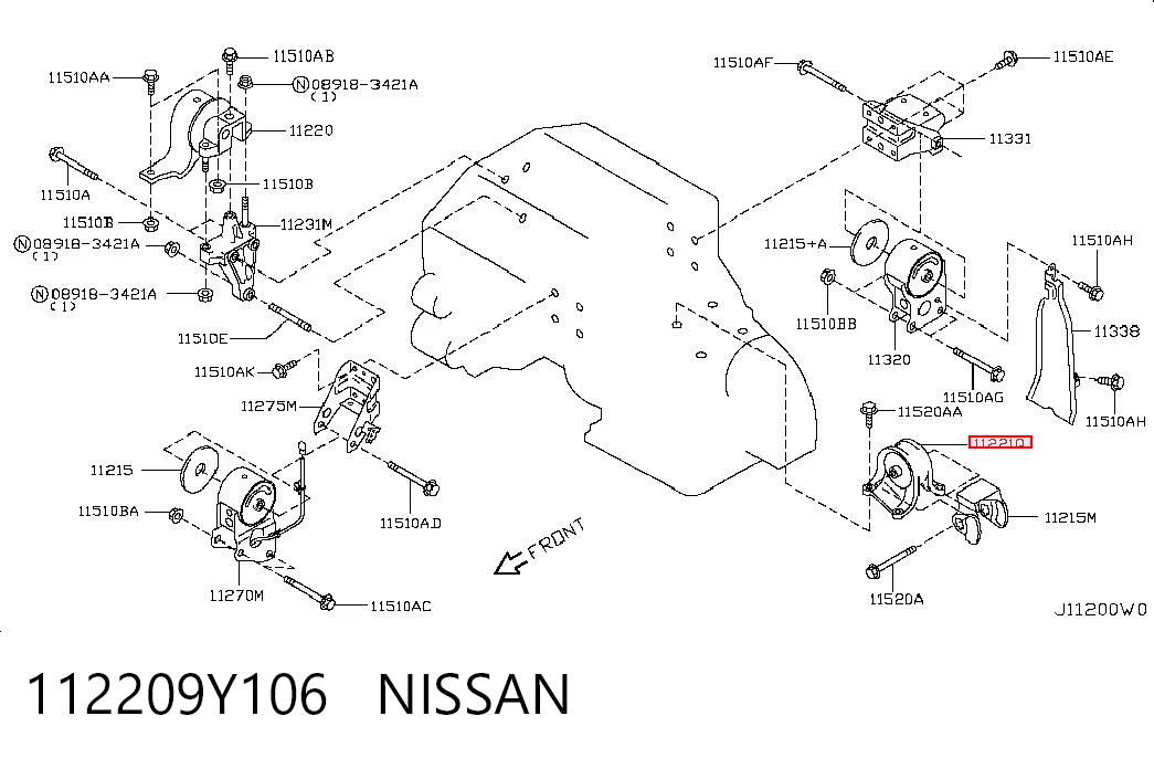 Ліва подушка двигуна Nissan Teana седан (J31) (2003 - 2008) ціна, від 30.42 USD