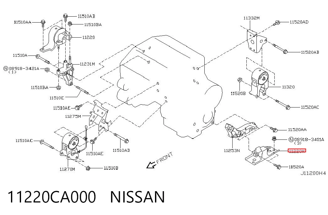 Ліва опора двигуна на Nissan Murano  Z50
