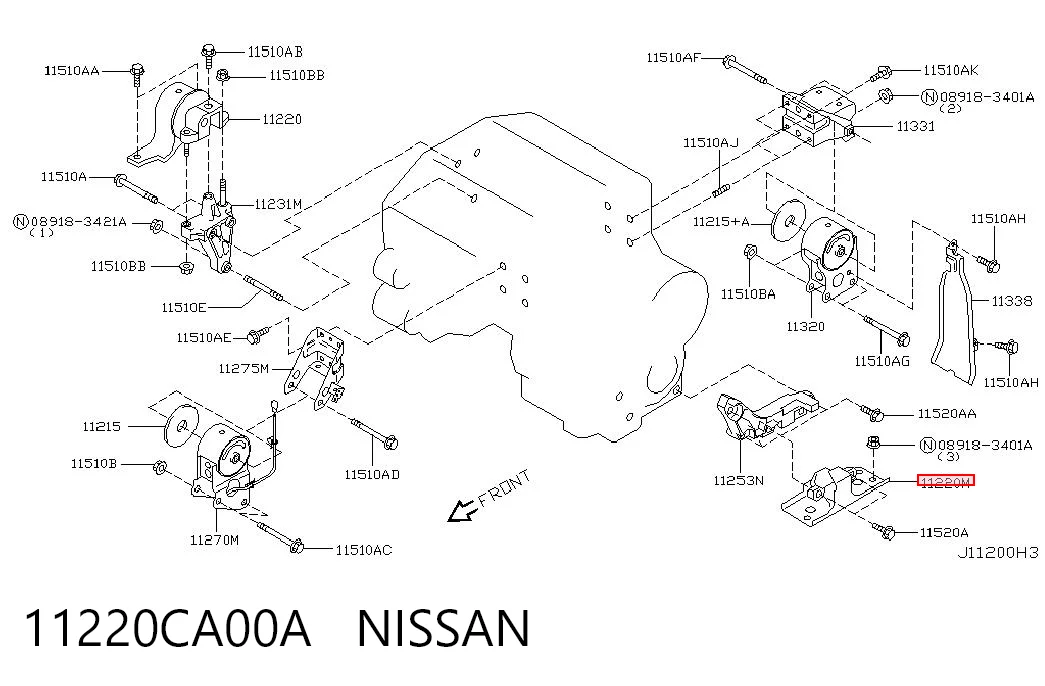 Ліва подушка двигуна Nissan Murano позашляховик (Z50) (2002 - 2007) ціна, від 29.83 USD