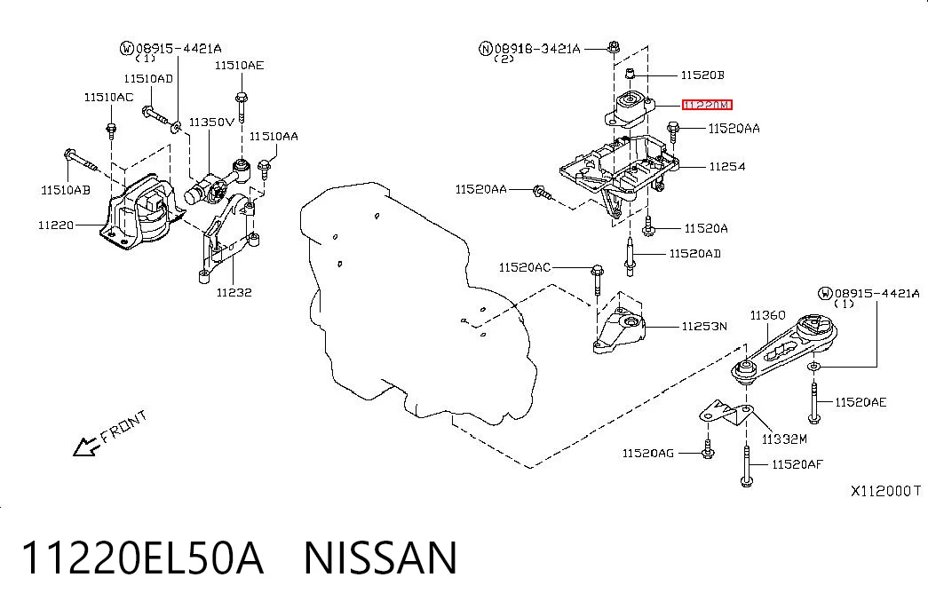  Подушка двигуна задня Nissan Tiida 
