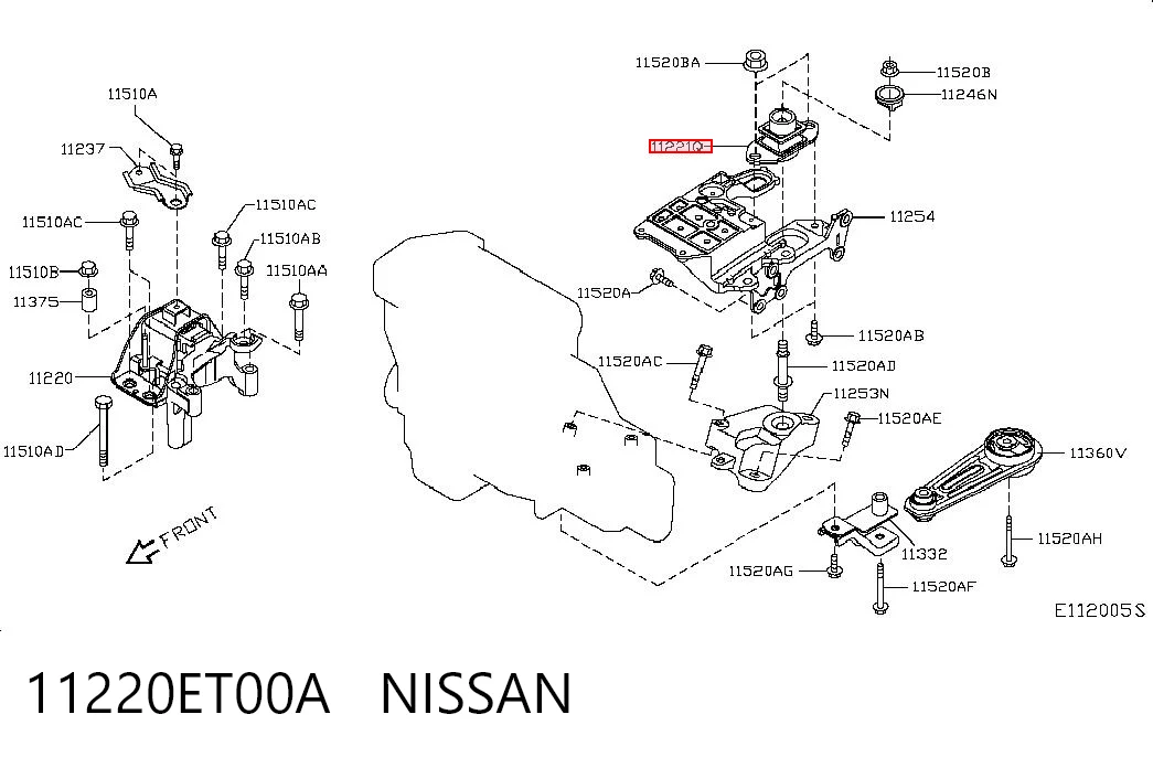 Ліва подушка двигуна Nissan Qashqai I позашляховик (J10) (2006 - 2013) ціна, від 10.21 USD