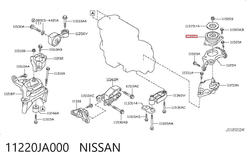 11220JA000 Nissan/Infiniti Подушка передньої опори двигуна