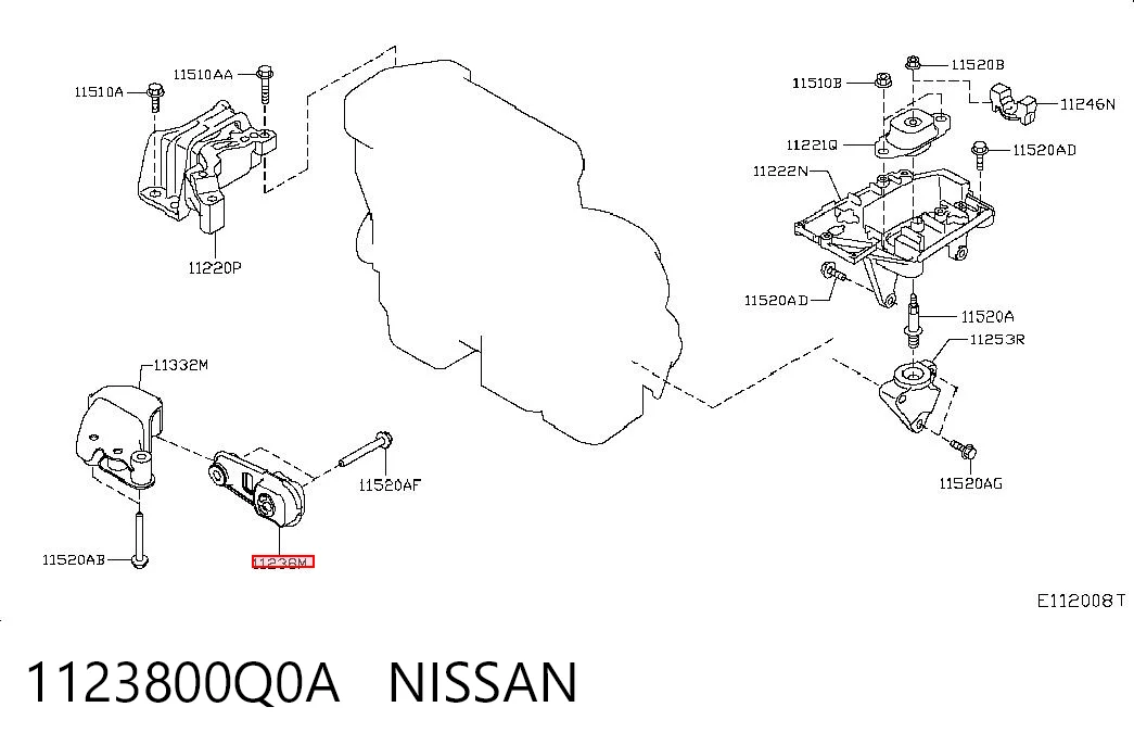 Купити Подушка двигуна задня Nissan Qashqai II J11