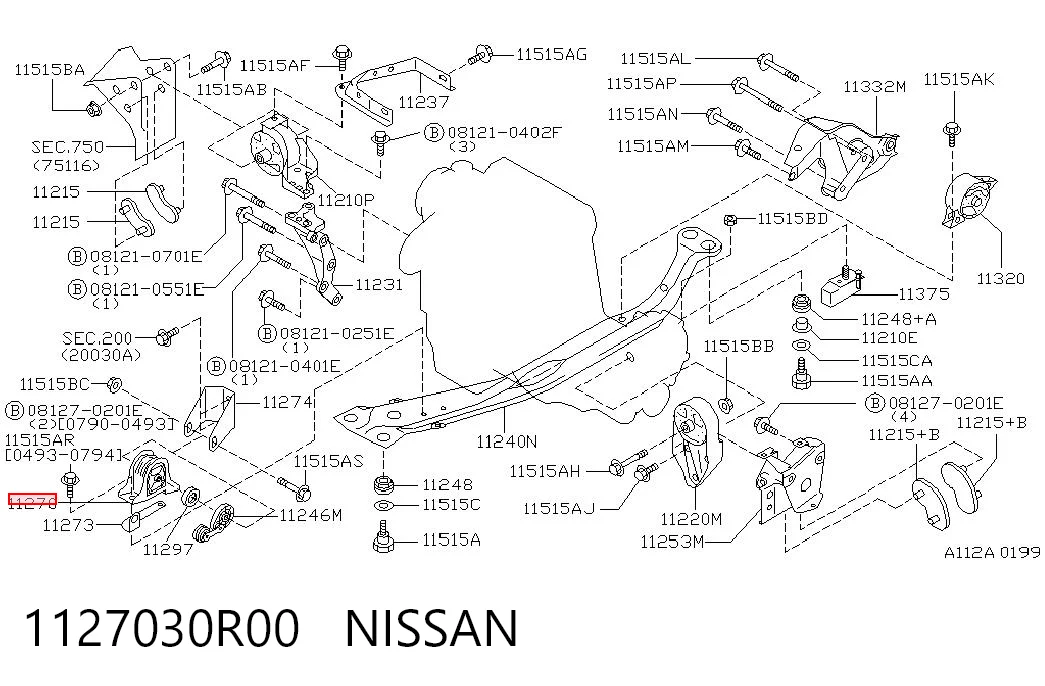 Купити NMS2382 NIPPON MOTORS Подушка двигуна передня