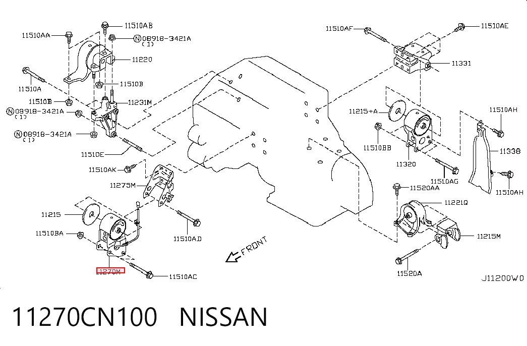 Купити Подушка двигуна передня Nissan Teana  J31