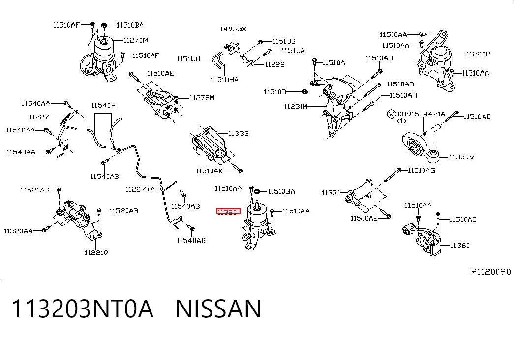 113203NT0A Nissan/Infiniti Задня подушка двигуна