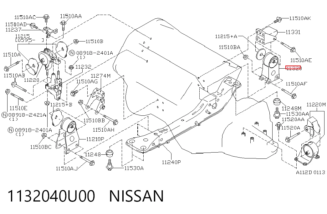 Задня подушка двигуна на Nissan Maxima  A32