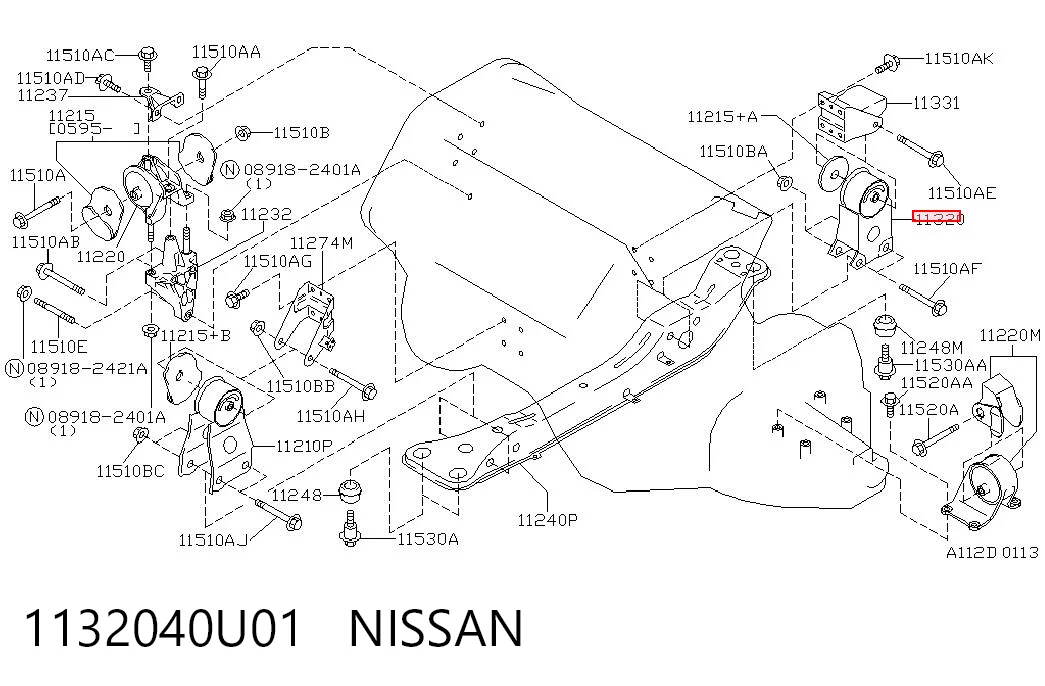 Подушка (опора) двигуна, задня Nissan Maxima седан (A32) (1994 - 2000) ціна, від 22.59 USD