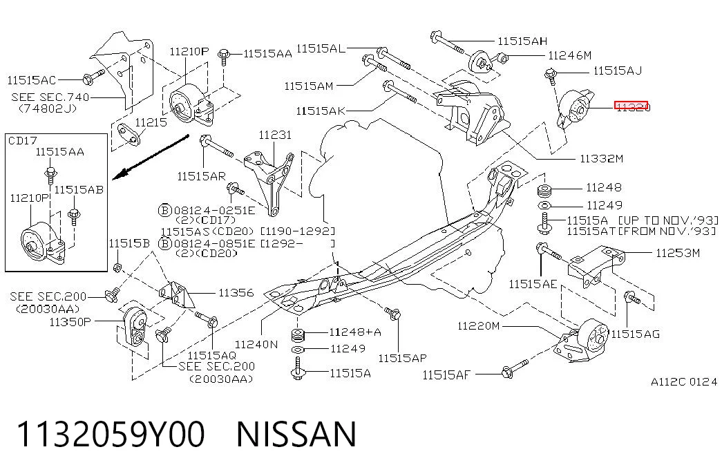 Купити Подушка двигуна задня Nissan Almera I N15