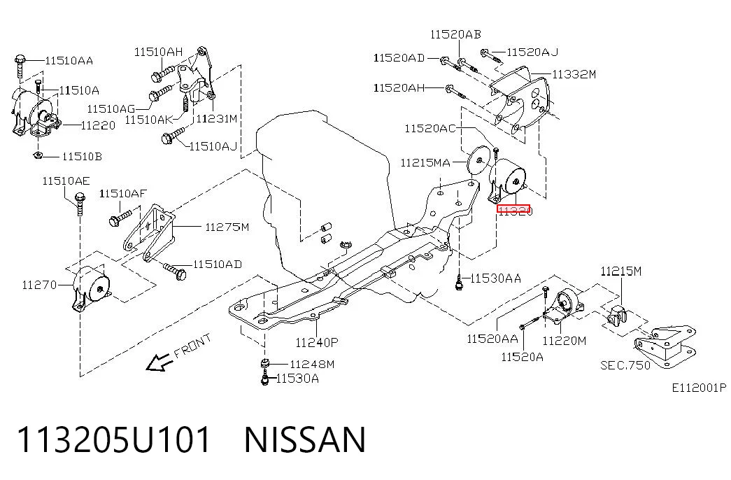Купити Подушка двигуна задня Nissan Primera  P12