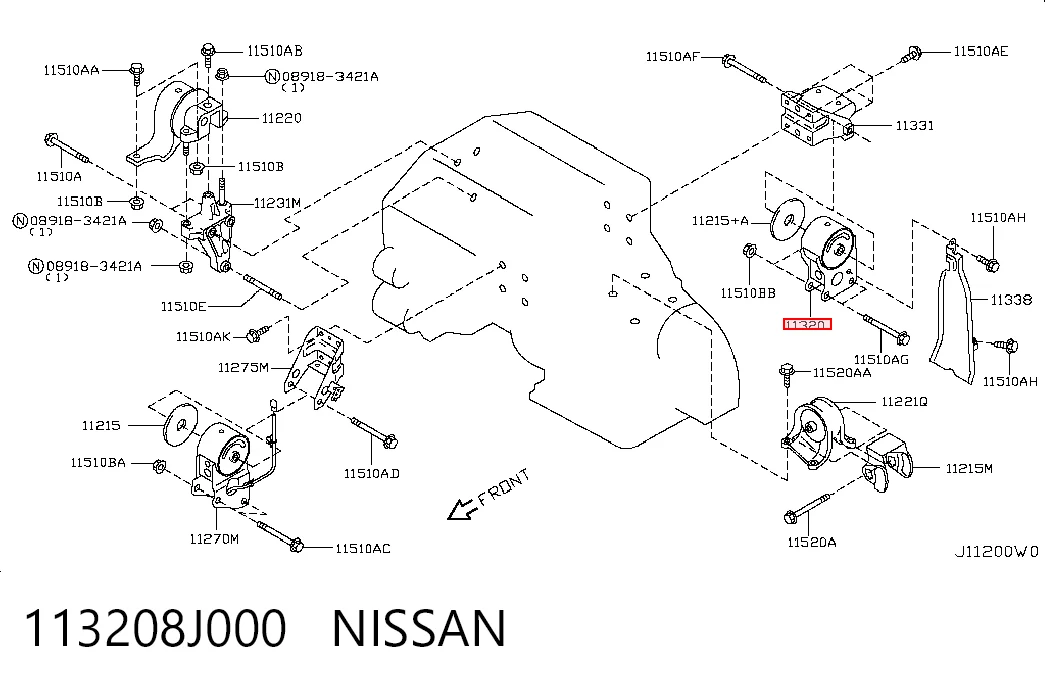 Опора двигуна задня Nissan Murano 