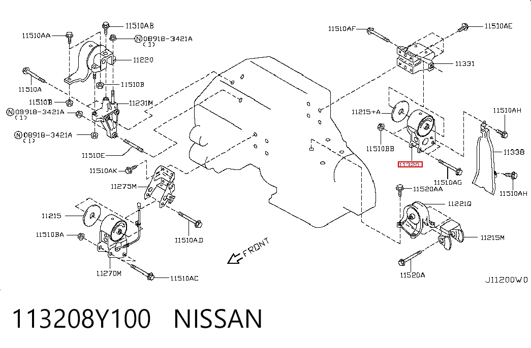 Задня подушка двигуна на Nissan Murano  Z50