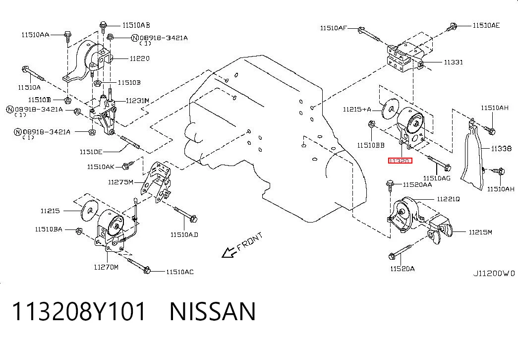 Подушка (опора) двигуна, задня Nissan Murano позашляховик (Z50) (2002 - 2007) ціна, від 35.49 USD