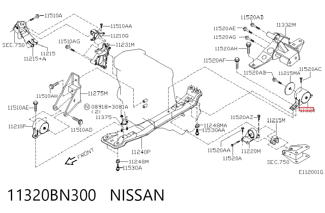 Купити Подушка двигуна задня Nissan Almera TINO V10