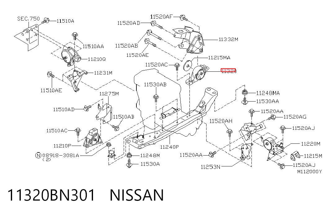  Подушка двигуна задня Nissan Almera 