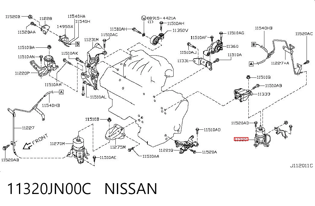 Подушка (опора) двигуна, задня Nissan Teana седан (J32) (2008 - 2013) ціна, від 80.86 USD