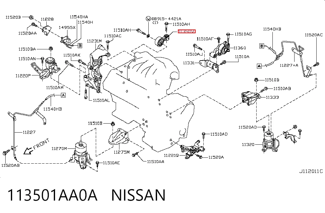 Подушка (опора) двигуна, права задня AND 41199102