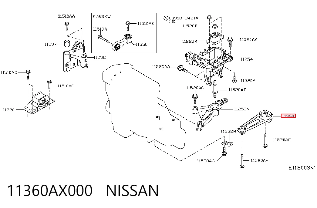 11360AX600 Renault (RVI) Подушка (опора) двигуна, ліва нижня