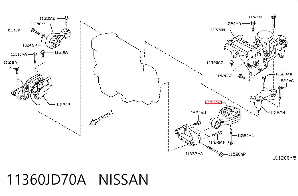 Купити Подушка двигуна задня Nissan Qashqai +2 I J10