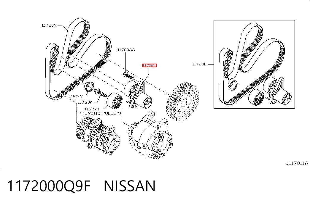 Натягувач приводного ременя Nissan Qashqai II