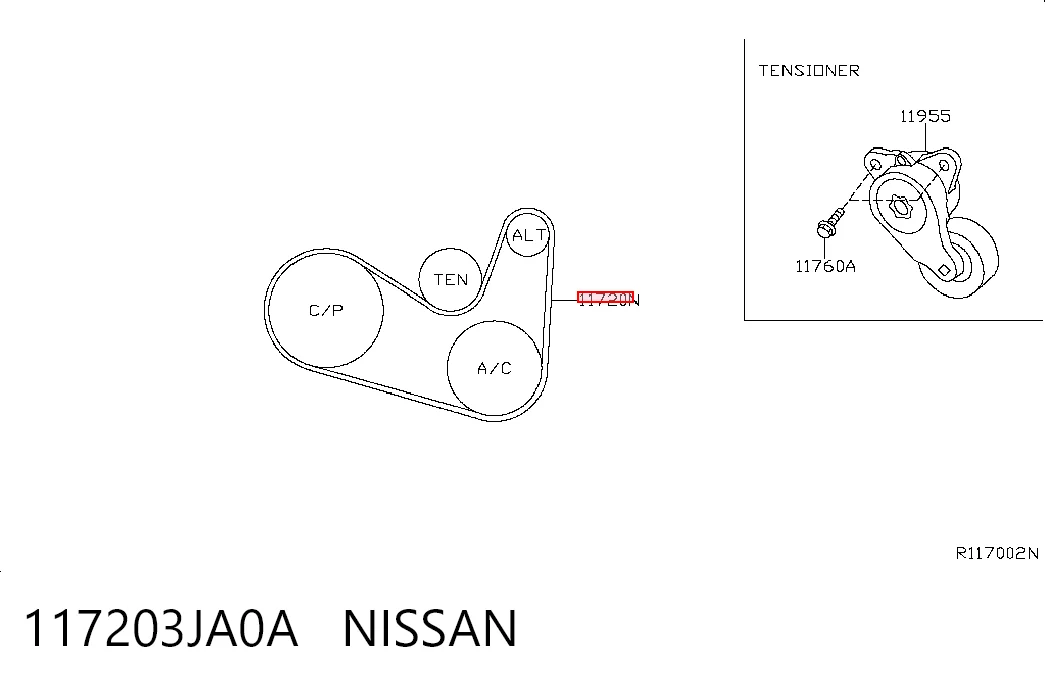 117203JA0A Nissan/Infiniti Поліклиновий ремінь