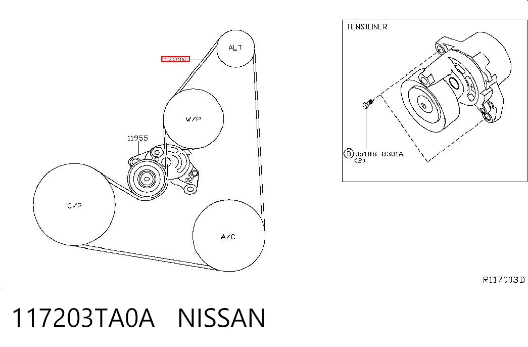 117203TA0A Nissan/Infiniti Поліклиновий ремінь