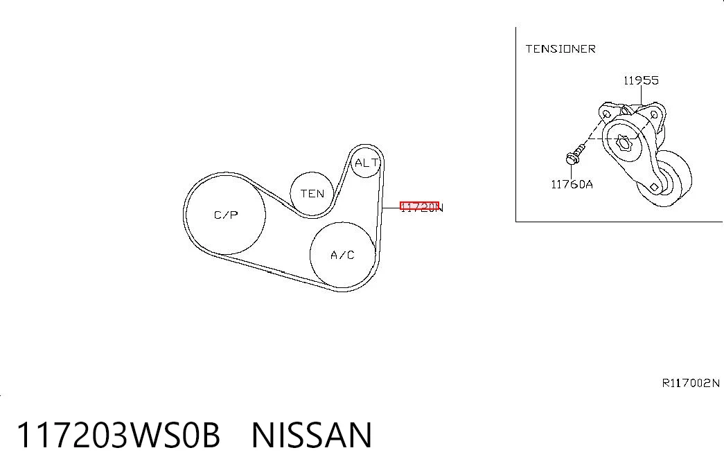 117203WS0B Nissan/Infiniti Поліклиновий ремінь